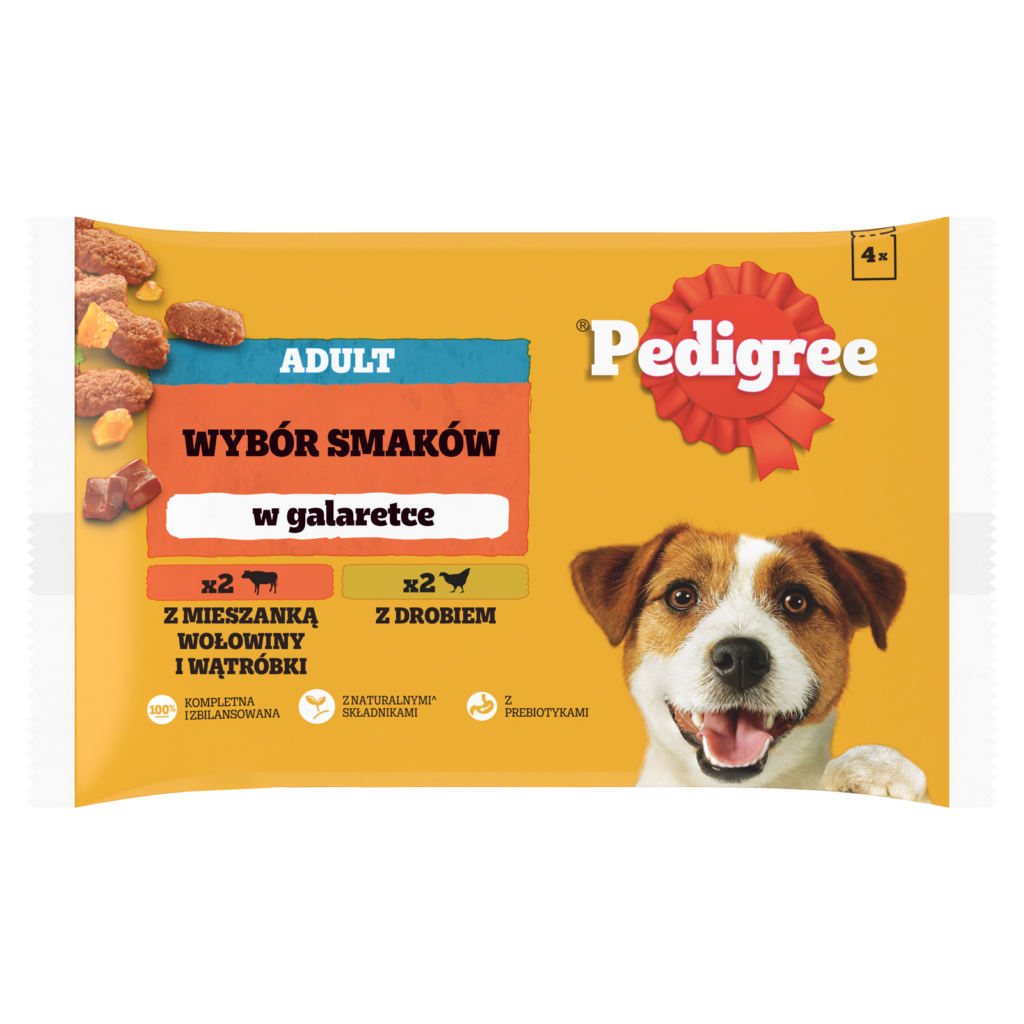 Pedigree Mokra Karma Dla Dorosłych Psów W Galaretce (Z Wołowiną, Z Drobiem) 4x100g