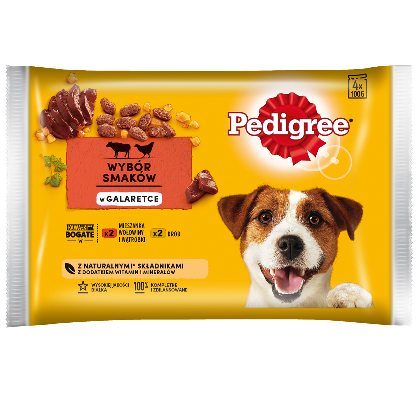 Pedigree Mokra Karma Dla Dorosłych Psów W Galaretce (Z Wołowiną, Z Drobiem) 4x100g - zdjęcie 2