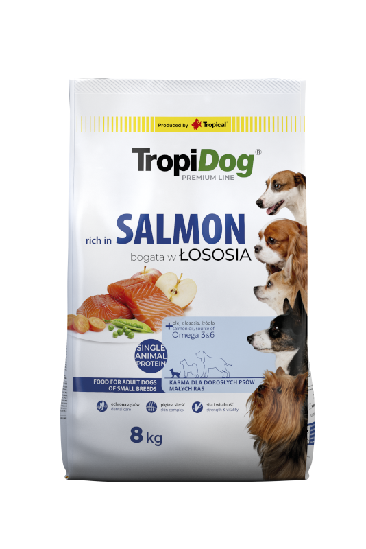 Tropidog Premium Adult Small Breeds Łosoś Z Ryż 8kg